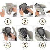 car seat with hands performing 