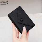 Black leather wallet with RFID protection