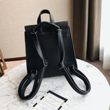 Black faux leather mini tote backpack
