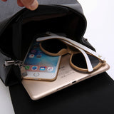 Black faux leather mini tote backpack