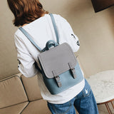 Gray faux leather mini tote backpack