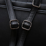 Black faux leather mini tote backpack