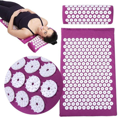  Massage Mat + Pillow for Back Pain Stress Yoga Relief