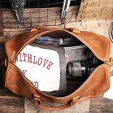 Edler Retro Cowhide Shoulder Duffel Travel Bag