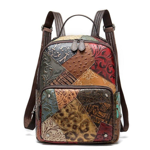 Embossed Leather Travel Day Laptop Backpack