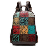 Leather Patchwork Travel Day Laptop Backpack